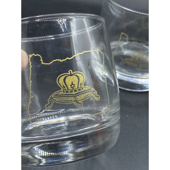 Crown Royal Oregon State Crown Pillow Gold Etched Rocks Glass LOT 2 - Picture 4 of 8